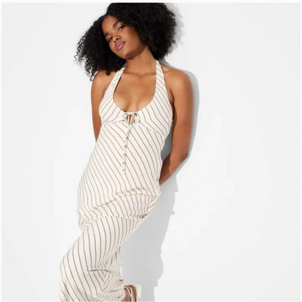 NWT Wild Fable Striped Halter Neck Maxi Dress - Cream white/Black - XS - Picture 11 of 11